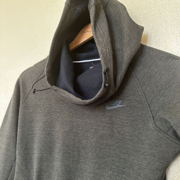 Nike Funnel Neck Hooded Sweater Army Green Womens Small Pockets Sweatshirt - Picture 2 of 7